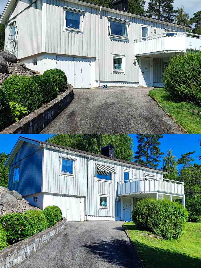 före och efter bild på byte på paneler och målning